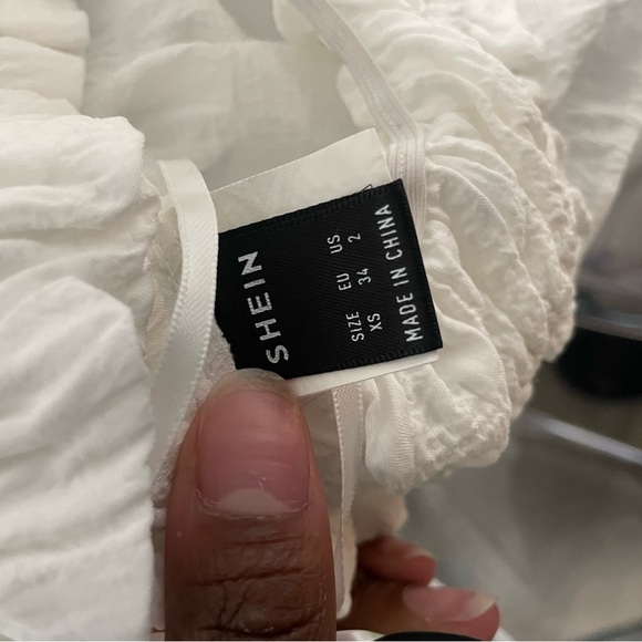 SHEIN Cream Off-Shoulder Ruffle Top - Picture 2 of 3